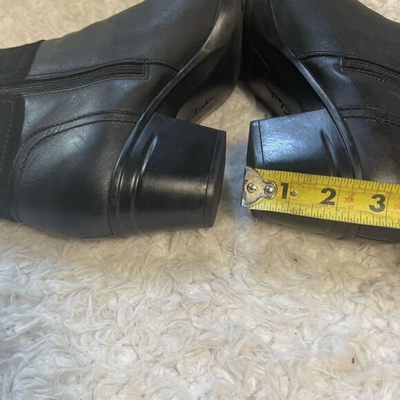 Clarks Emslie Twist soft leather & suede black ankle High Heel boots SZ10M . - Picture 7 of 11